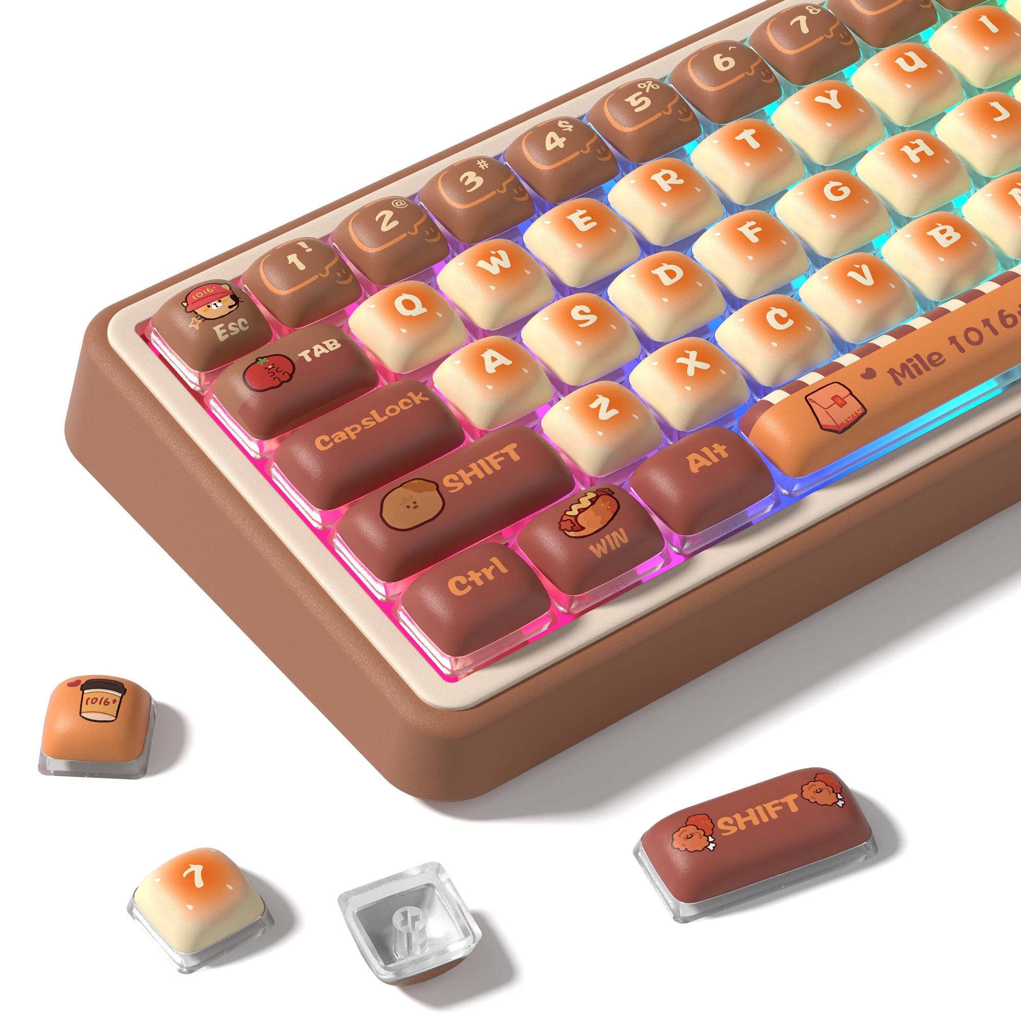 MOG Profile Five Sides Dye Sublimation PBT Keycaps Custom Rounded Cute Keyboard Keycaps for Cherry MX Switches Gaming Keyboard