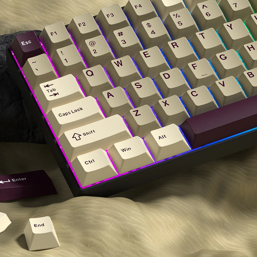 Purple Beige Keyboard Keycaps Cherry Profile PBT Double Shot Keycaps 137 Keys for Gateron Cherry MX Switches Gaming Keyboard