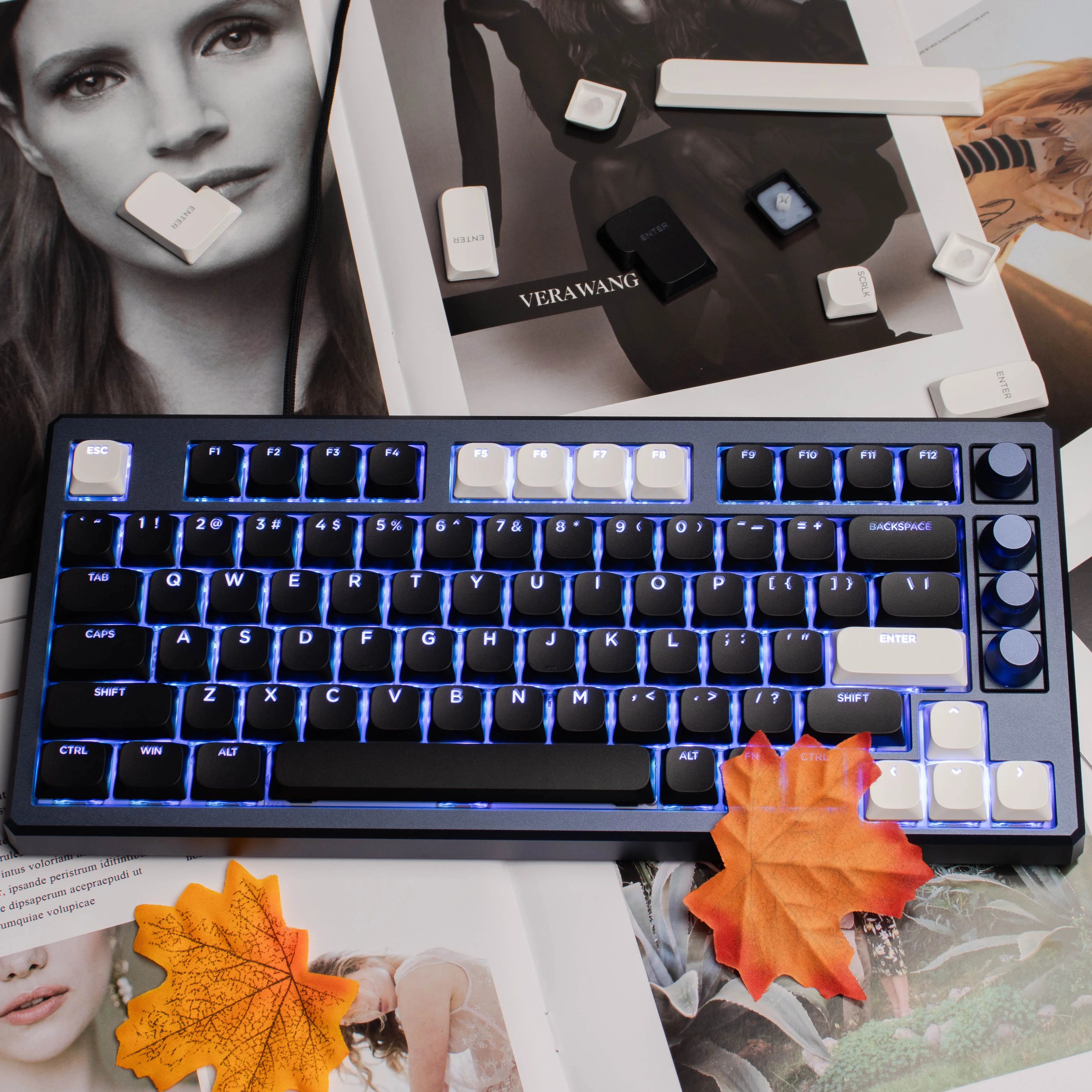 129 Keys Low Profile WOB RGB Backlit Slim Keycaps Double Shot PBT Keycaps for Cherry Gateron MX Switches Mechanical Keyboard