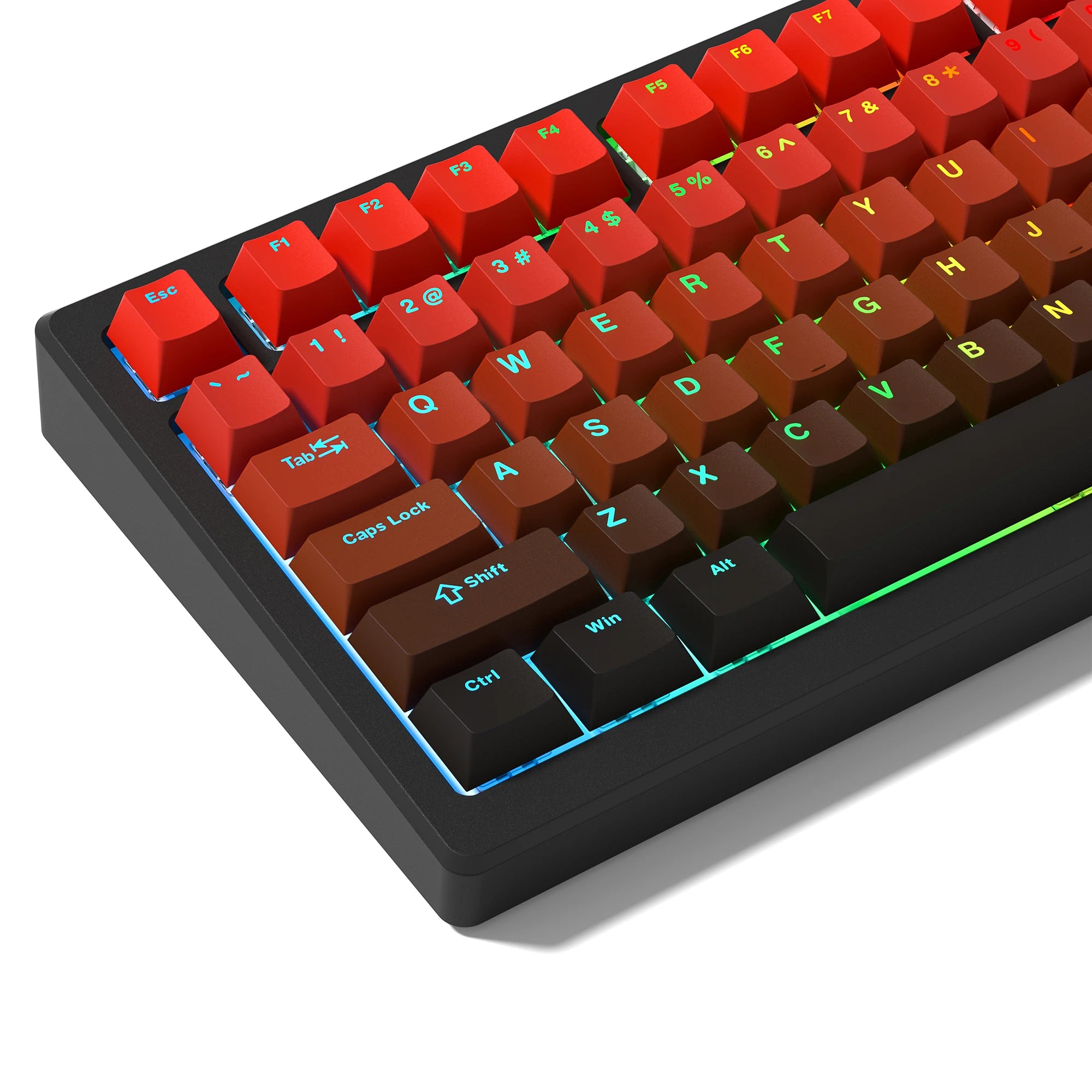Gradient Red PBT Double Shot Shine Through Keycaps