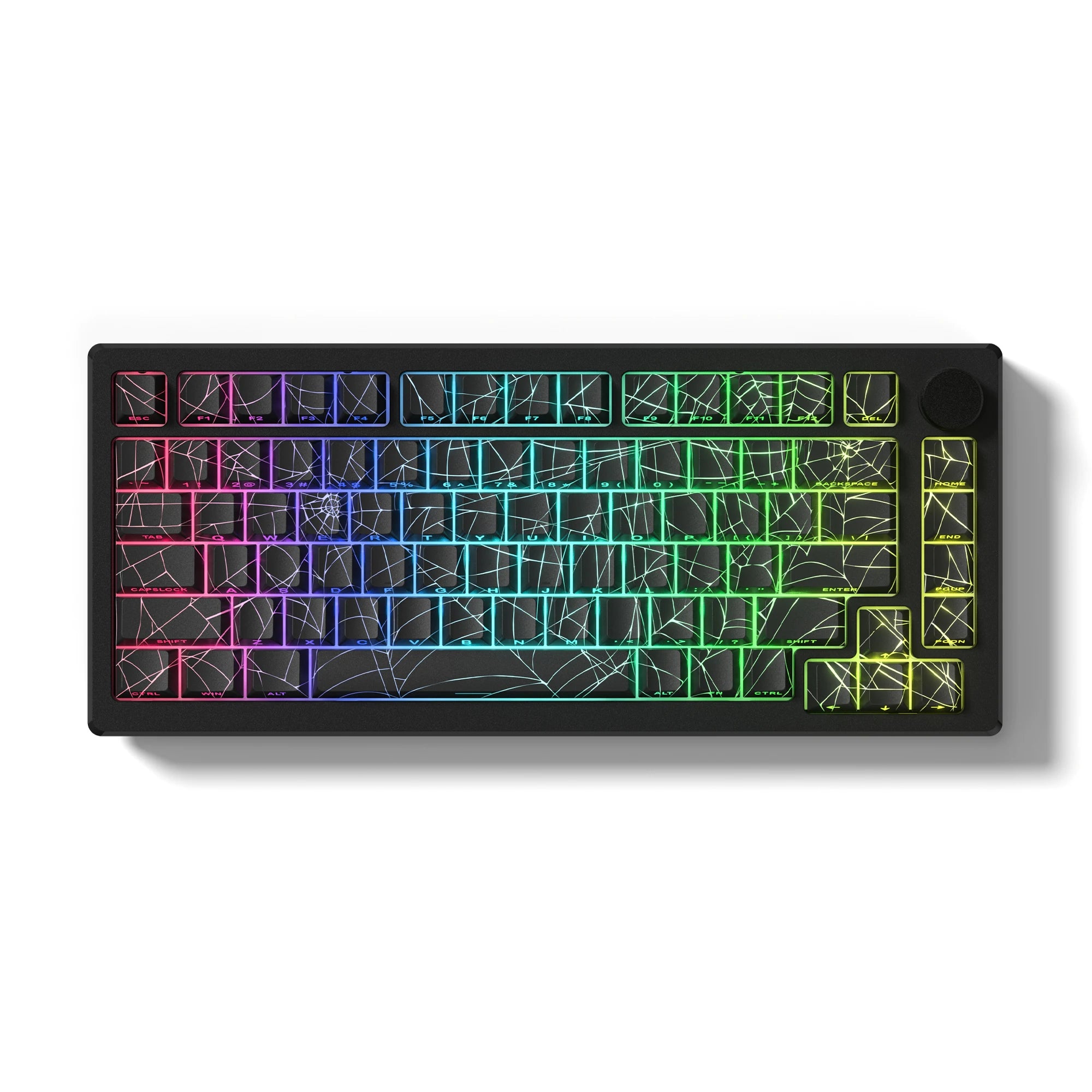 134 Key Cherry Profile Spider Web Side Print Shine Through Keycaps 5 Sides Dye Sub PBT Keycaps for MX Switches Gaming Keyboard
