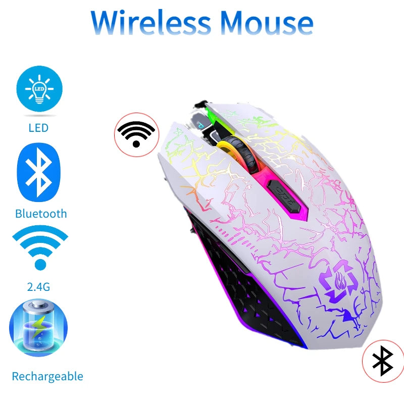 Bluetooth 5.2 Wireless Mouse RGB Gaming Mouse Silent Mouse Rechargeable Mouse 800-1200-1600 DPI Mouse Mice for PC Laptop Macbook