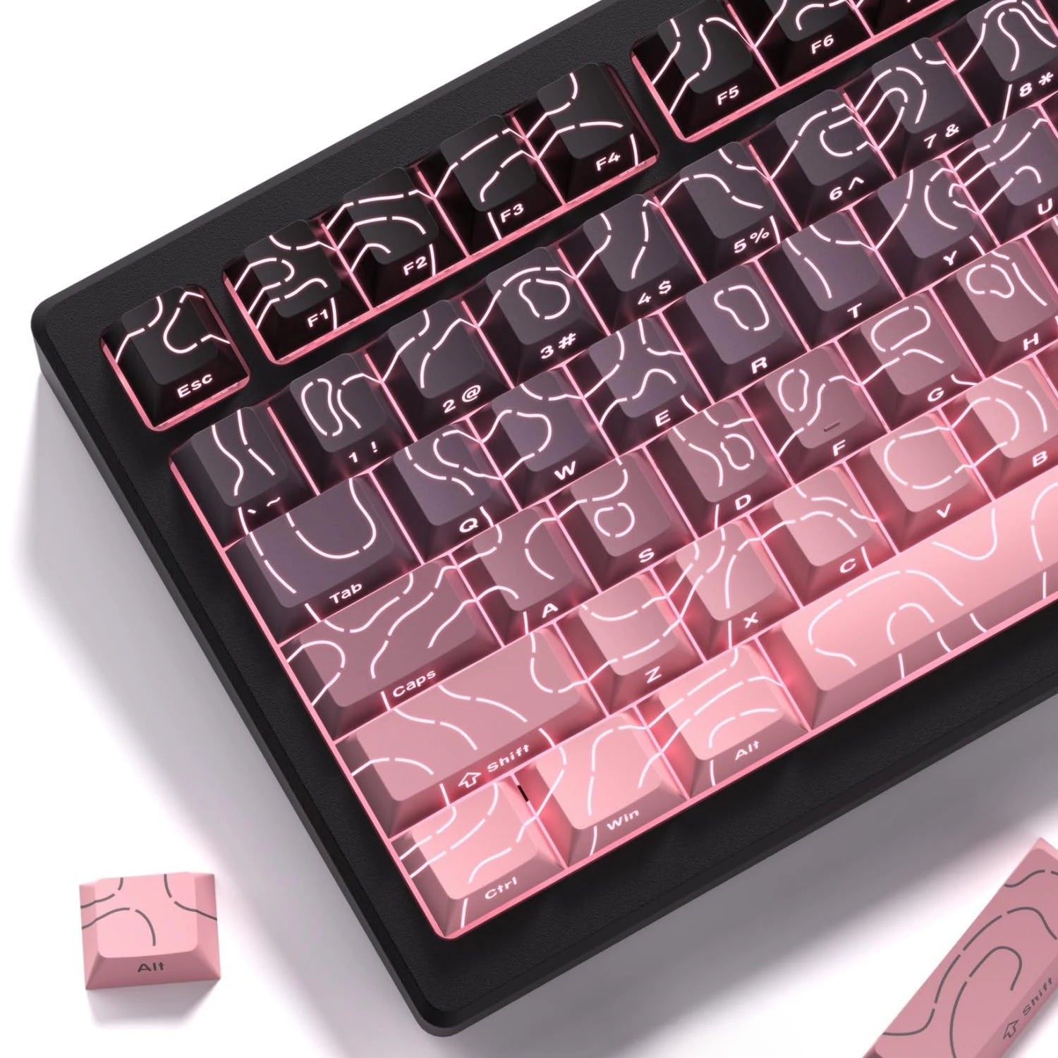 Pink Contour Double Shot PBT Keycaps